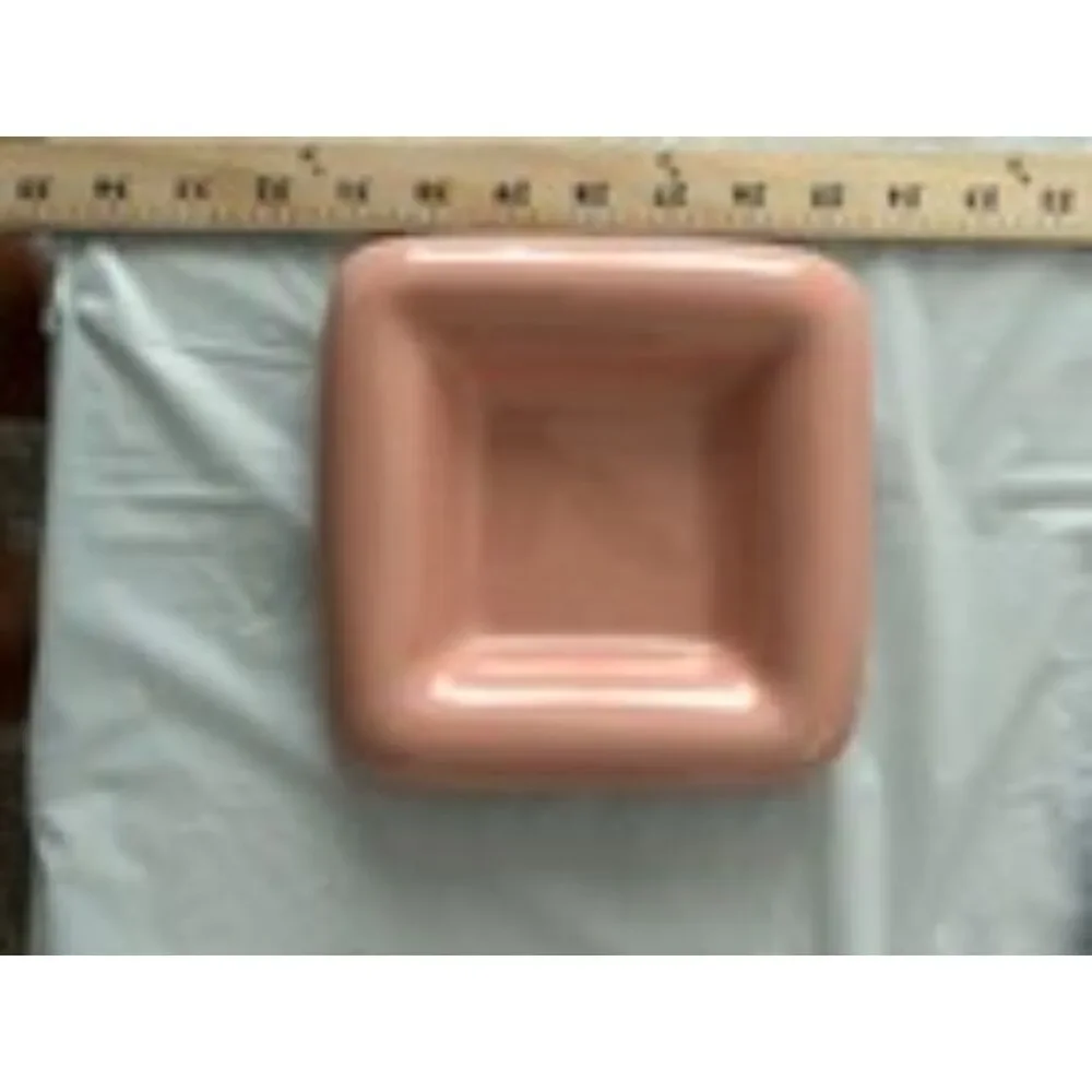 Haeger USA 2176 peach/pink square trinket dish with rolled edges